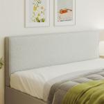Sänggavel Vägghängd Gräddvit Tyg för Säng 160 cm Mjuk Stoppning Modern Design Väggmonterad 160x10x60 cm