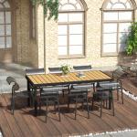 Trädgårdsbord Stabil Natur Svart Aluminium för Trädgård och Altan Matbord för Åtta Personer i Underhållsfri Plast Robust Modell 190 x 90 x 74 cm