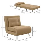Sovstol Bäddfåtölj Brun av Sammet och Metall för Gäster Hopfällbar Stol med Sängfunktion och Kuddar 77 x 88 x 83 cm