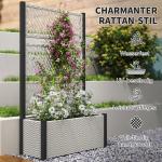 Odlingskrage med Rankgitter i Rottinglook och Blomlåda för Klätterväxter Hållbar och Väderbeständig Grå Plast 90 x 35 x 148 cm