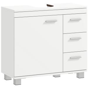 Tvättställsskåp Underskåp Vit MDF för Badrum Förvaring med 3 Lådor och Hyllor Modern Design Fukttålig