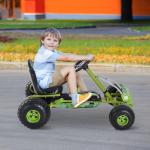 Trampbil och Gokart för Barn Robust Pedalbil med Justerbart Säte och Handbroms för Barn från 3 År Grön