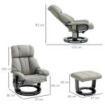 Relaxfåtölj Massagestol med Fotpall Grå av Konstläder för Vardagsrum Elektrisk Vilstol med Fjärrkontroll