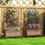 Set Med 2 Högbäddsväxtlådor Med Rullar, Spaljé, Spaljékruka, Blomlåda, Trä, Trädgårdsspaljé 152X25X97Cm För Trädgård, Balkong, Terrass, Blomkruka För Klätterväxter, Korgväxter