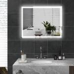 Badrumsspegel med LED-belysning och Memory-funktion för Väggmontering Ergonomisk och Elegant Silver Glas med 3 Ljusfärger 90 x 70 cm