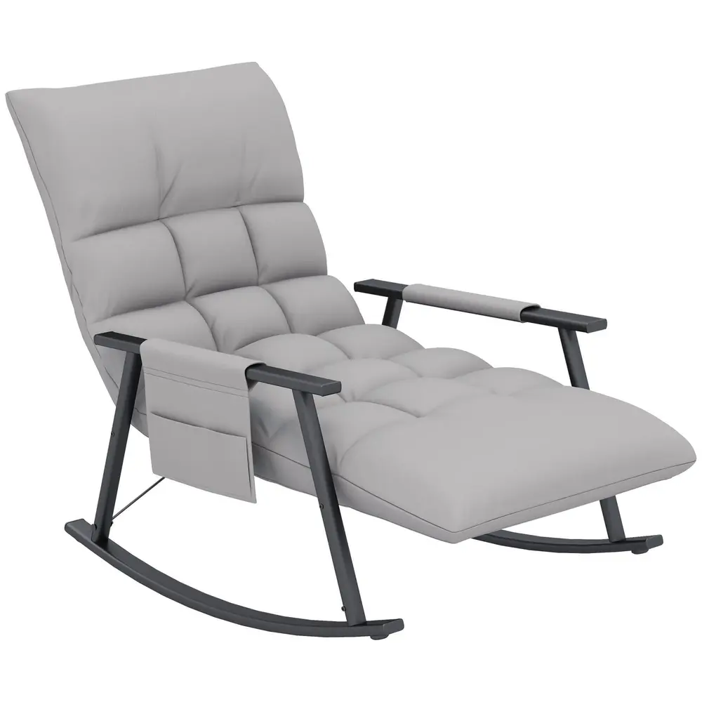 Gungstol Relaxstol Grå av Mikrofiber och Trä för Avkoppling