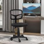 Ergonomisk Kontorsstol, Höjdjusterbar Snurrstol, Utrymmesbesparande, Svart