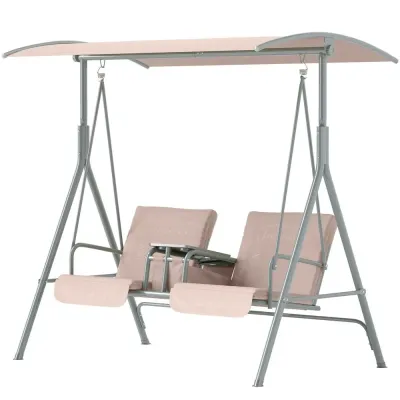 Hammock för Trädgård 2-Sits med Soltak 175 cm, Beige