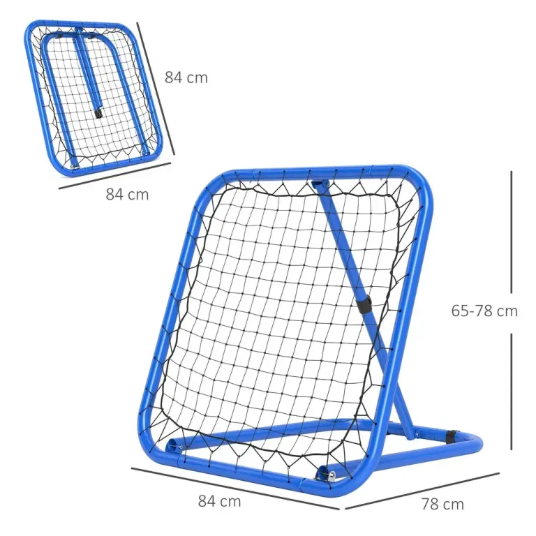 Fotbollsmål Rebounder Blå av Metall och Nät 63 x 63 cm