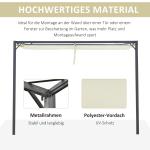Vägghängd Pergola med Tak, Modern Trädgårdspaviljong i Metall, Skapar Skugga och Rumskänsla på Uteplatsen, Krämvit, 3 x 3 m