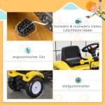 Grävmaskin Leksak Åkfordon Gul Svart av Plast för Barn 3 År Sätesgrävare med Förvaringsfack och Spade Pedaltraktor Rolig Lek