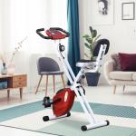 Motionscykel med Magnetiskt Motstånd, Justerbar Träningscykel med 8 Nivåer, Kompakt Fitnesscykel för Hemmaträning, Röd/Vit, 43 x 97 x 109 cm