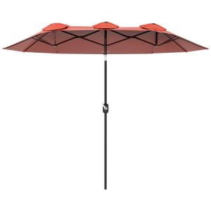 Parasoll för Trädgård med Vevmekanism och Vinklingsbar Topp för Solskydd Hållbar och Stabil Vinröd Polyester och Stål 295 x 152 cm