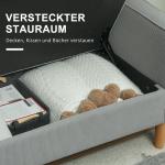 Soffa Loveseat 2-Sits Liten Soffa Ljusgrå av Tyg med Manchesterlook och Trä för Vardagsrum Modern Stoppad Soffa med Förvaring 117 x 63 x 79 cm