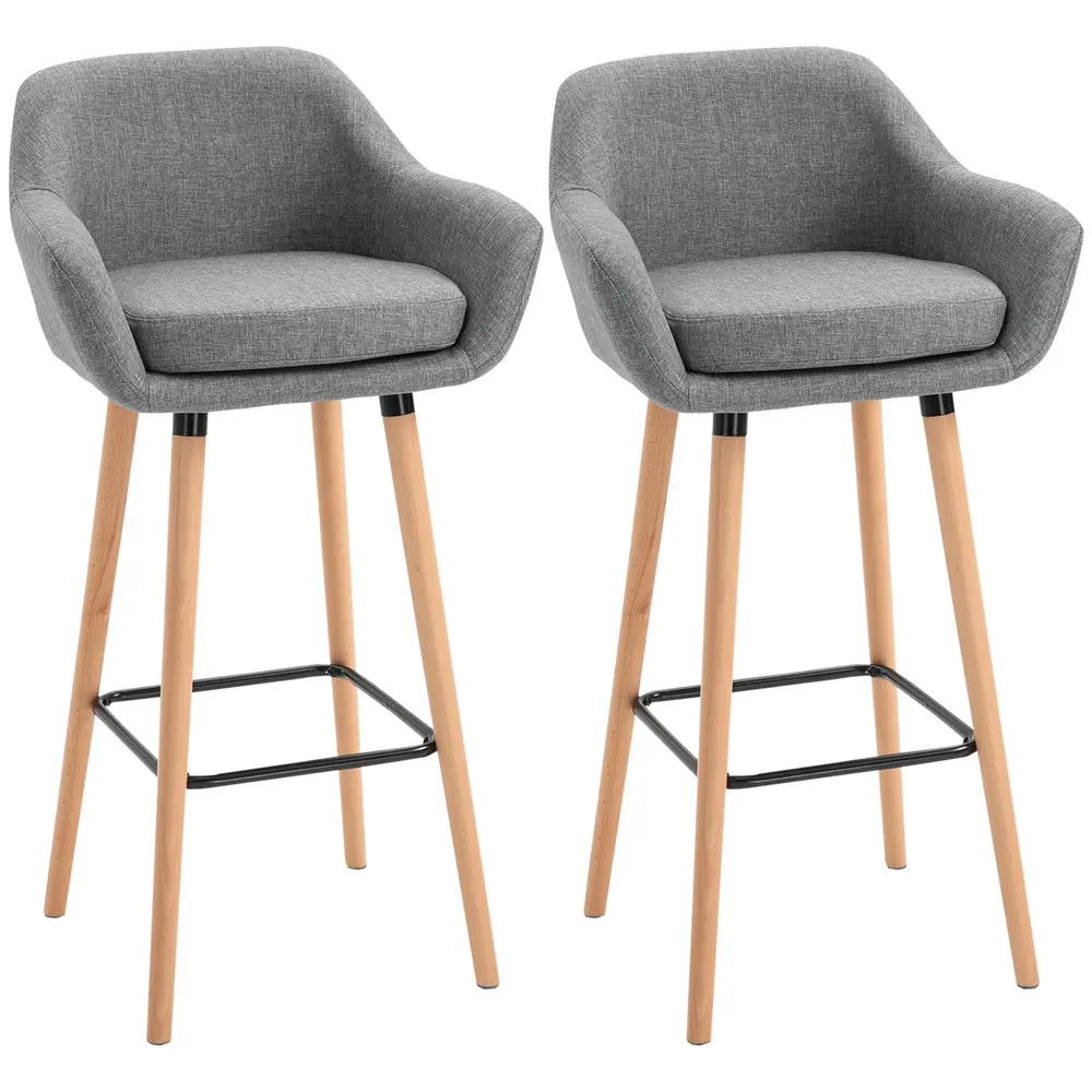 Barstolar i Linne 2-Pack Kökspallar 55 x 48 x 100 Cm