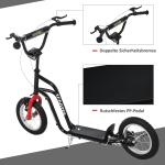Sparkcykel med Luftdäck för Barn, Robust Skoter med Handbroms och Stöd, Rolig och Säker Utelek från 5 år, Svart, 120 x 58 x 75-80 cm