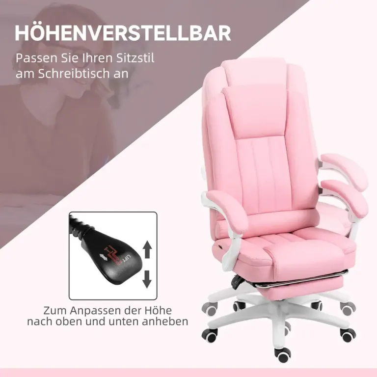 Ergonomisk Kontorsstol med Fotstöd Rosa