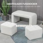 Fotpall Ottoman Set om 3 Vit av Tyg och Trä för Vardagsrum och Sovrum Stoppad Pall med Förvaring Elegant Design Mångsidig