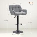 Set med 2 Barstolar, Retrodesign, Höjdjusterbar, Fleece, Grå + Svart