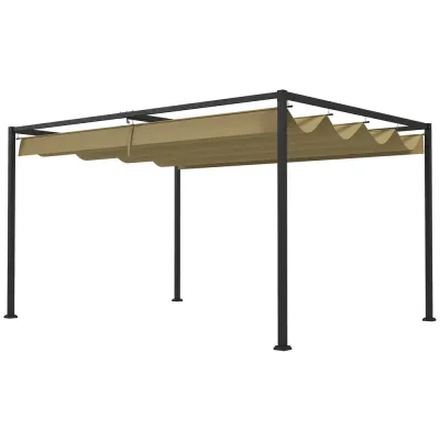Pergola Trädgårdspaviljong med Tak Khaki av Stål 4 x 3 m