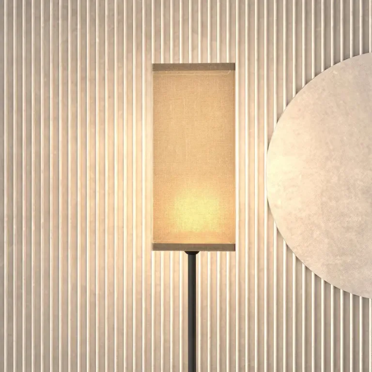 Modern Golvlampa med Linneskärm och Fotströmbrytare, Svart