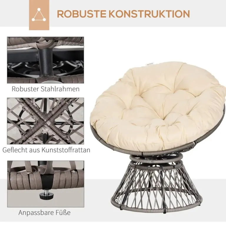 Papasanstol Korgstol med Sittdyna 87 x 97 x 90 cm