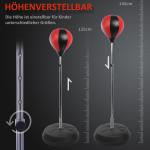 Stansbollset Boxningsboll Röd Svart Konstläder Höjdjusterbart Stativ med Handskar och Pump 125-145 Cm