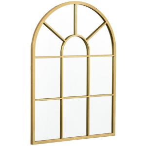 Fönsterspegel Prisvärd Guld Metall för Vardagsrum och Hall med Dekorativ Ram i Fönsterstil för Heminredning Stilren Design 70 x 2 x 50 cm