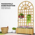 Spaljé med Blomlåda Naturfärgad Trä för Trädgård och Uteplats Växtstöd med Dräneringshål och Klättergaller Insynsskydd 90x30x180 cm