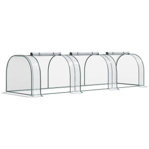 Växthus Stabil Grön Stål Plast för Odling och Plantor med Dörr för Trädgård och Balkong Smidig Modell för Växter 350 x 100 x 80 cm