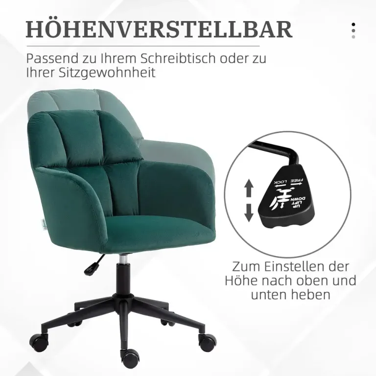 Kontorsstol Grön av Sammetslook och Metall