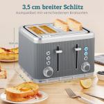 Frukostset Vattenkokare och Brödrost Retro Grå Rostfritt Stål för Kök Snabbkokning och 7 Rostningslägen 1,7 Liter 2200W