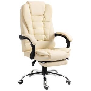 Executive Stol Kontorsstol Svart av Konstläder och Metall för Kontor Höj och Sänkbar med Fotstöd och Tiltfunktion Ergonomisk