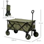 Strandvagn Transportvagn Hopfällbar med Tak Grön av Tyg och Metall för Camping och Strand Vagn med 4 Hjul 108 x 55 x 93 cm