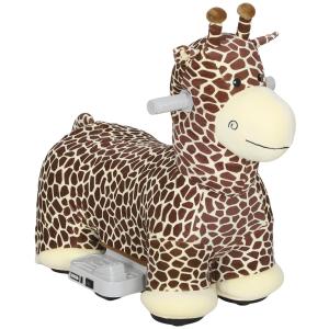 Åkdjur Giraff Elektrisk Brun Plysch och Metall för Barn 1,5–5 År Batteridriven Leksak med Musik och Pedaler Tvättbar Klädsel