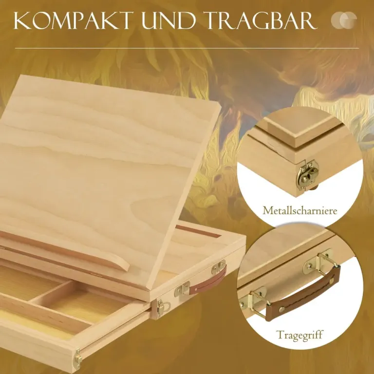 Bordsstaffli i Massivt Trä med Låda och 3 Fack, Natur