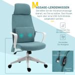 Ergonomisk Kontorsstol med Massagefunktion Höj- och Sänkbar Bekväm Skrivbordsstol Blå