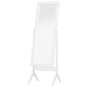Ståspegel i Full Längd, Sminkspegel med Upphöjda Fötter, MDF, Vit, 47 x 46 x 148 cm