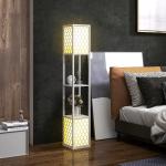 Modern Golvlampa med 2 Hyllor och Dragkedja, Svart+Vit, 26x26x156 cm