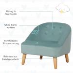 Barnfåtölj med Fotpall i Sammet, Bekväm Minisoffa för Barn, Ergonomisk Sittplats med Träben, Grön, 51 x 51 x 50 cm