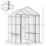 Filmväxthus Walk-In Trädgårdsskjul Tomatväxthus 6 Hyllor Stål och PVC Transparent för Trädgård
