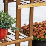 Blomtrappa i Massivt Trä, Dekorativ Växthylla med 6 Nivåer, Platsbesparande Blomställning för Balkong och Trädgård, Förkolnat, 98 x 28 x 96,5 cm
