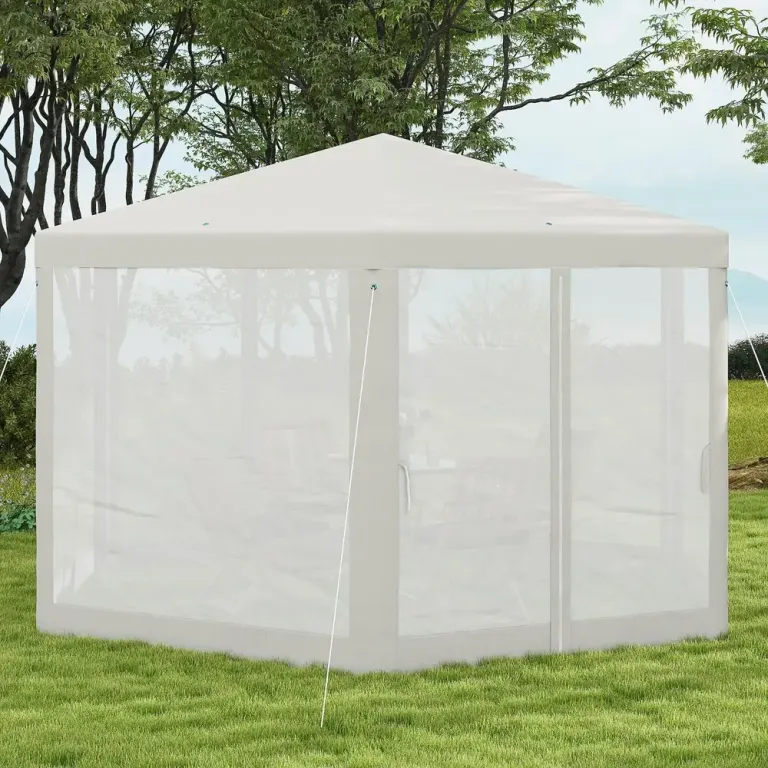 Partytält Trädgårdstält Kräm av Polyester och Metall 4x4m