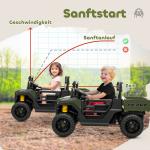 Elbil Barn UTV Grön Plast och Metall för Barn Elektrisk Terrängbil med 2 Motorer och Musikfunktion Rolig och Tuff Design