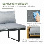 Loungegrupp i Aluminium 3 Personer, Modern Utemöbel med Soffa och Fåtölj, Inkluderar Dynor i Trälook, Mörkgrå/Natur