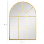 Fönsterspegel Prisvärd Guld Metall för Vardagsrum och Hall med Dekorativ Ram i Fönsterstil för Heminredning Stilren Design 70 x 2 x 50 cm