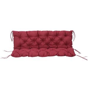 Bänkdyna Sittdyna med Knytband Röd av Tyg för Trädgårdsmöbler och Gunga Bekväm Dyna för 3-Sits Bänk 150 x 98 x 8 cm