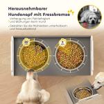 Matbar Hund med Förvaring Vit MDF och Rostfritt Stål för Hundar Upphöjda Matskålar med Skåp Halkskydd Praktisk Design 60 × 30 × 36 cm