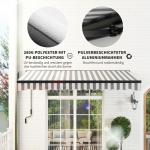 Fällarmsmarkis Elektrisk Markis Grå Vit av Aluminium och Polyester för Balkong Solskydd med Handvev och Fjärrkontroll 395 x 250 cm