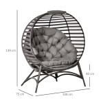 Papasanfåtölj i Konstrotting, Dubbel Trädgårdsstol med Stor Dyna, Bekväm Soffa för Balkong och Terrass, Sandbrun, 118 x 75 x 139 cm